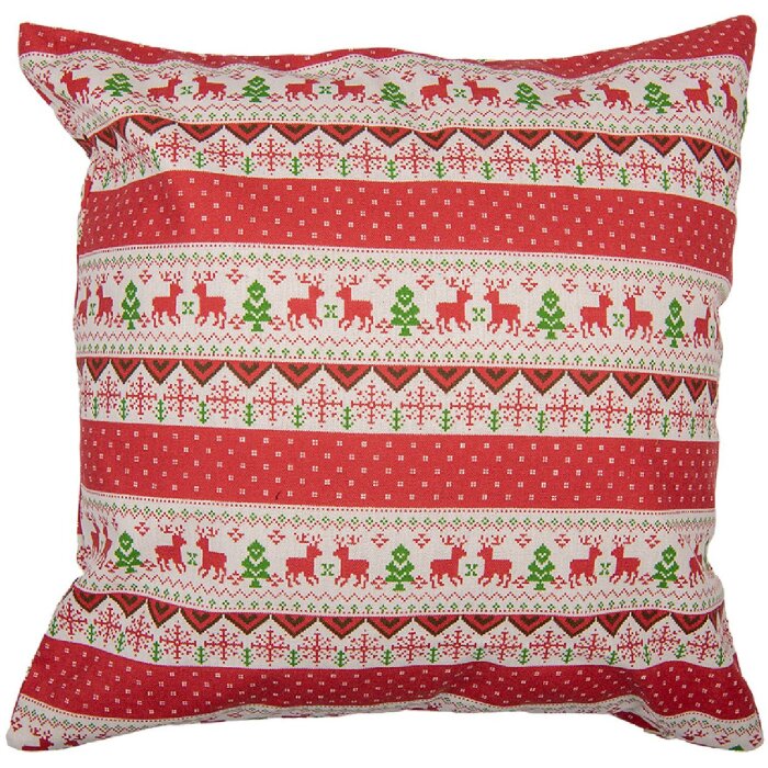 Clayre & Eef KT021.376 Povlak na polštář červený 44x44 cm Vánoční design Venkovský styl