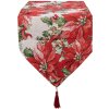 Clayre & Eef běhoun na stůl 33x180 cm poinsettias venkovský styl červená zelená