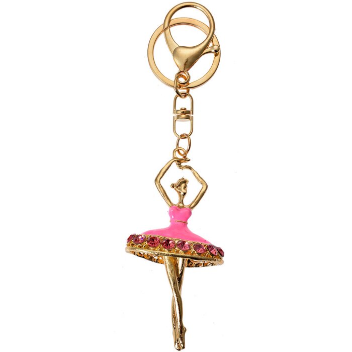 Juleeze JZKC0188 Přívěsek na klíče Ballerina Gold Pink 4x2x8 cm