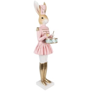 Clayre & Eef Dekorace Králík Béžová Růžová Zlatá 79 cm Polyresin