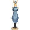 Clayre & Eef Dekorativní králík modrozlatý 5x5x18 cm Velikonoční figurka z polyresinu