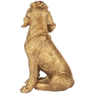 Clayre & Eef dekorativní figurka pes zlaté barvy 13x13x21 cm polyresin venkovský styl