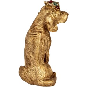 Clayre & Eef dekorativní figurka pes zlaté barvy 13x13x21 cm polyresin venkovský styl