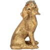 Clayre & Eef dekorativní figurka pes zlaté barvy 13x13x21 cm polyresin venkovský styl