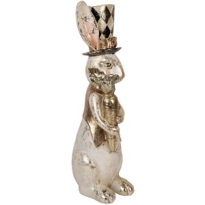 Clayre & Eef Dekorativní králík bílé zlato 14x11x38 cm Polyresin Elegantní