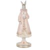 Clayre & Eef Dekorativní králík bílý růžový 31 cm Polyresinová romantická figurka