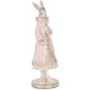 Clayre & Eef Dekorativní králík bílý růžový 31 cm Polyresinová romantická figurka
