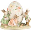 Clayre & Eef dekorativní figurka králíka s velikonočním vajíčkem 22x17x18 cm polyresin venkovský styl