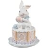 Clayre & Eef Dekorativní králík Ø 12x17 cm Bílý růžový venkovský styl Polyresin