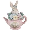 Clayre & Eef Dekorativní džbán s motivem králíka béžovo-růžový 13x8x14 cm Polyresin