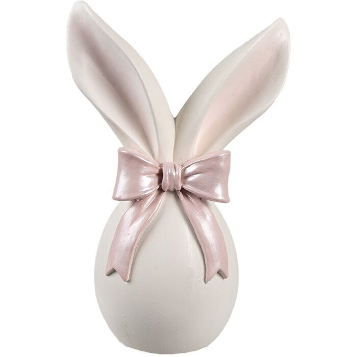 Clayre & Eef Dekorativní králík bílý růžový 12x8x18 cm Polyresin Velikonoční jaro