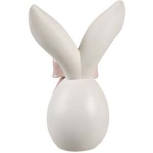 Clayre & Eef Dekorativní králík bílý růžový 12x8x18 cm Polyresin Velikonoční jaro