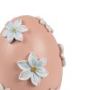 Clayre & Eef dekorativní vejce Ø 11x13 cm růžové s bílými květy ve venkovském stylu
