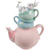 Clayre & Eef Dekorace Rabbit Teapot Pink Blue Country Style 28x19x34 cm