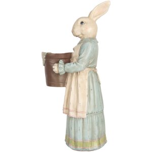 Clayre & Eef Dekorativní králík Polyresin béžová modrá 23x17x46 cm Vintage styl