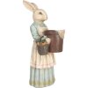 Clayre & Eef Dekorativní králík Polyresin béžová modrá 23x17x46 cm Vintage styl