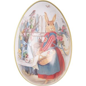 Clayre & Eef Dekorativní vejce Iron White Pink 8x13 cm Nostalgická velikonoční dekorace