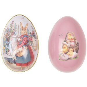 Clayre & Eef Dekorativní vejce Iron White Pink 8x13 cm Nostalgická velikonoční dekorace