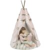 Clayre & Eef 6PR4423 Krabička na peníze ve venkovském stylu, holčička, králíček, teepee 13x13x19 cm
