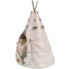 Clayre & Eef 6PR4423 Krabička na peníze ve venkovském stylu, holčička, králíček, teepee 13x13x19 cm