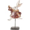 Clayre & Eef 6PR5493 Dekorace králík bílá červená zlatá 18x7x34 cm