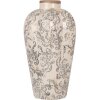 Clayre & Eef Váza Ø 21x35 cm Béžová šedá keramika Venkovský styl Elegantní dekorace