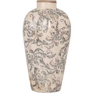 Clayre & Eef 6CE1934S Váza keramická béžově šedá 17x30 cm venkovský styl