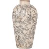Clayre & Eef 6CE1934S Váza keramická béžově šedá 17x30 cm venkovský styl
