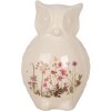Clayre & Eef Dekorativní sova keramická béžová růžová 11x10x17 cm venkovský styl