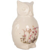 Clayre & Eef Dekorativní sova keramická béžová růžová 11x10x17 cm venkovský styl