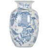Clayre & Eef 6CE2100 Váza bílá modrá Ø 14x23 cm Keramika se vzorem