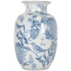 Clayre & Eef 6CE2100 Váza bílá modrá Ø 14x23 cm Keramika se vzorem