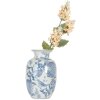 Clayre & Eef 6CE2100 Váza bílá modrá Ø 14x23 cm Keramika se vzorem