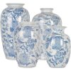 Clayre & Eef 6CE2100 Váza bílá modrá Ø 14x23 cm Keramika se vzorem