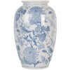 Clayre & Eef 6CE2102 Váza keramická bílo-modrá Ø 17x27 cm Botanický styl