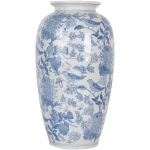 Clayre & Eef 6CE2103 Váza keramická bílo-modrá Ø 19x37 cm