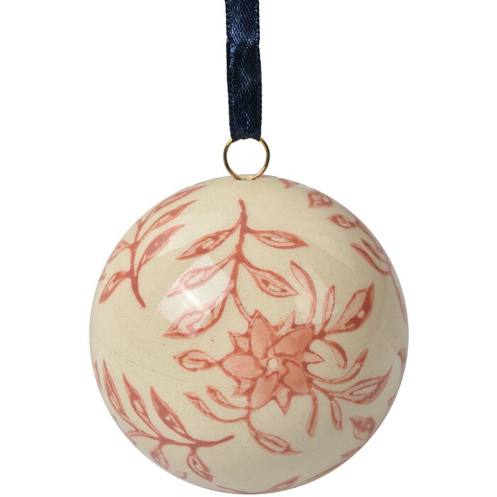 Clayre & Eef Dekorativní koule Ø 6 cm Béžová růžová Vintage keramická koule