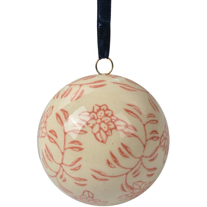 Clayre & Eef 6CE2107S Dekorativní keramická koule béžovo-růžová 6 cm Vintage Floral