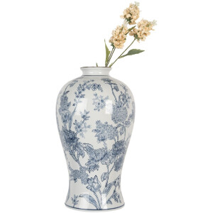 Clayre & Eef 6CE2073 Váza keramická bílá modrá Ø 23 x 42 cm