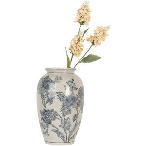 Clayre & Eef 6CE2074 Váza bílá modrá Ø17 cm Výška 27 cm