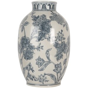 Clayre & Eef 6CE2075 Váza bílá modrá keramika Ø22x36 cm český styl
