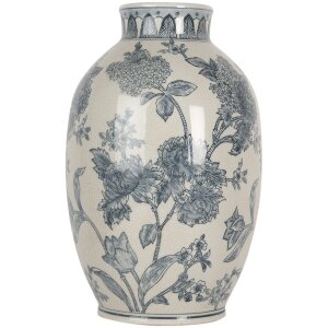 Clayre & Eef 6CE2075 Váza bílá modrá keramika Ø22x36 cm český styl