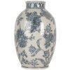 Clayre & Eef 6CE2075 Váza bílá modrá keramika Ø22x36 cm český styl
