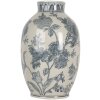 Clayre & Eef 6CE2075 Váza bílá modrá keramika Ø22x36 cm český styl
