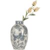 Clayre & Eef 6CE2075 Váza bílá modrá keramika Ø22x36 cm český styl