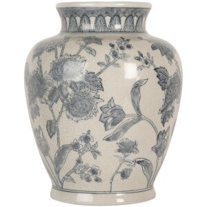 Clayre & Eef 6CE2076 Váza bílo-modrá Ø 23x29 cm keramika s květinovým vzorem