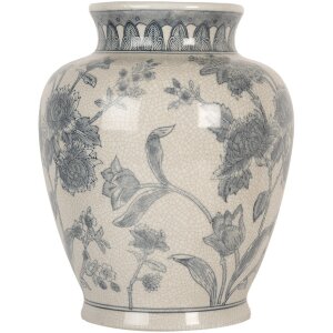 Clayre & Eef 6CE2076 Váza bílo-modrá Ø 23x29 cm keramika s květinovým vzorem