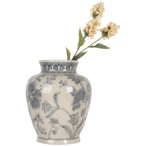 Clayre & Eef 6CE2076 Váza bílo-modrá Ø 23x29 cm keramika s květinovým vzorem