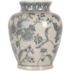 Clayre & Eef 6CE2076 Váza bílo-modrá Ø 23x29 cm keramika s květinovým vzorem