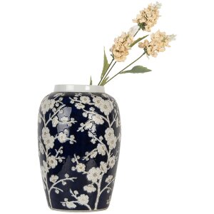 Clayre & Eef 6CE2082 Váza modro-bílá Ø 20x31 cm Keramický retro vintage styl